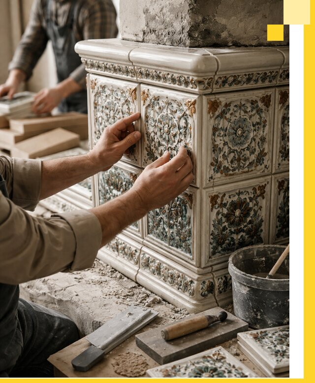 Изразцовые камины под ключ в Урюпинске: проект и монтаж