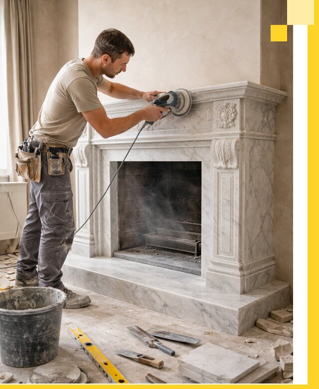 Изготовление и установка мраморных каминов в Урюпинске под ключ