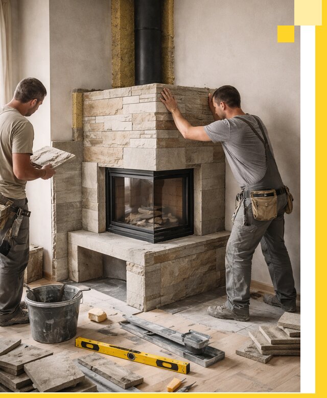 Угловые камины под ключ проект, монтаж и отделка в Урюпинске