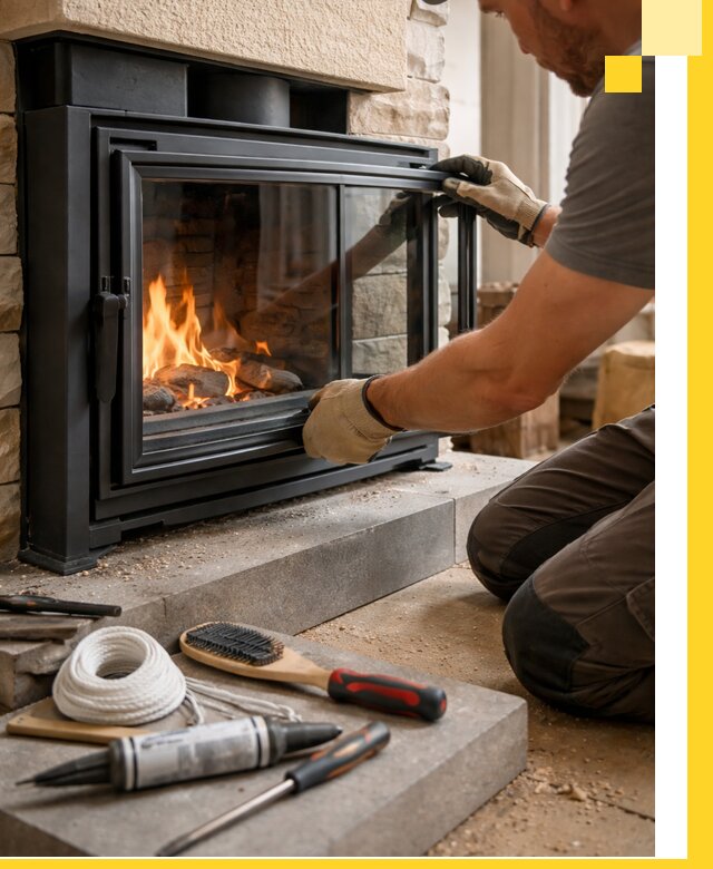 Производство, монтаж и доставка каминов со стеклом в Урюпинске