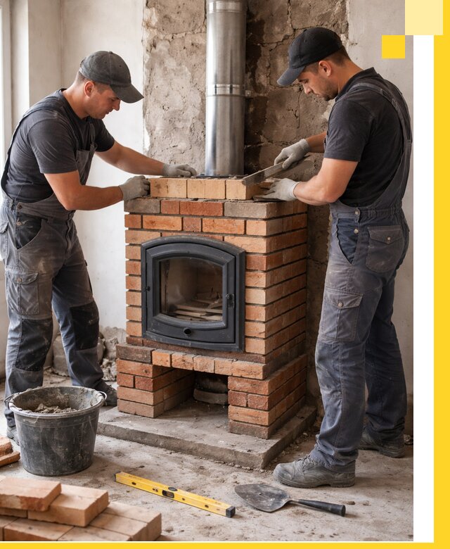 Монтаж печи камина под ключ в Урюпинске с гарантией и пусконаладкой