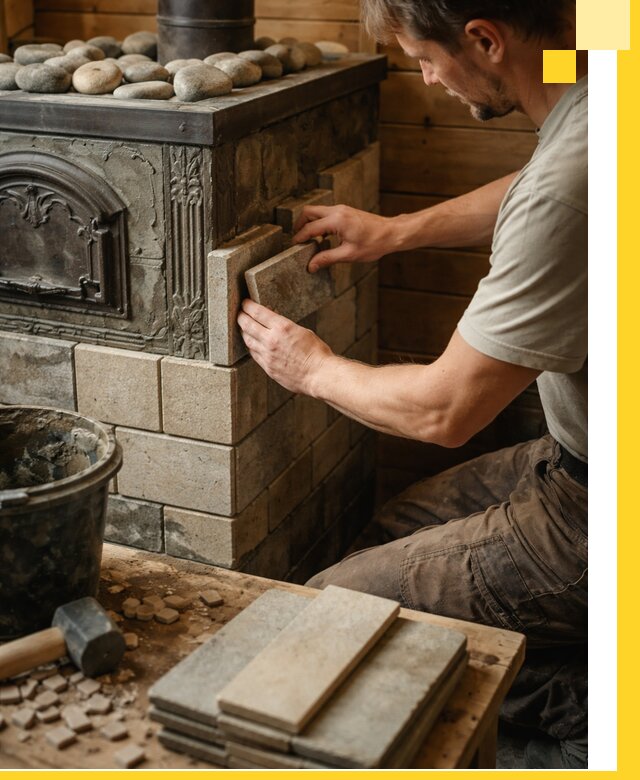 Облицовка банных печей в Урюпинске профессиональная отделка