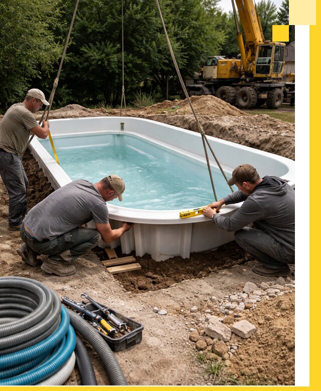 Установка и монтаж композитных бассейнов под ключ в Урюпинске