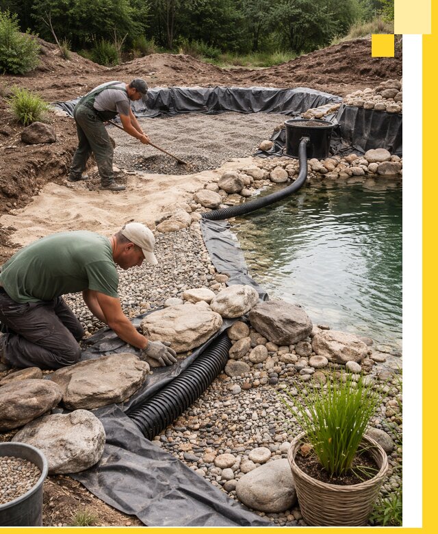 Строительство природных бассейнов и озер в Урюпинске под ключ