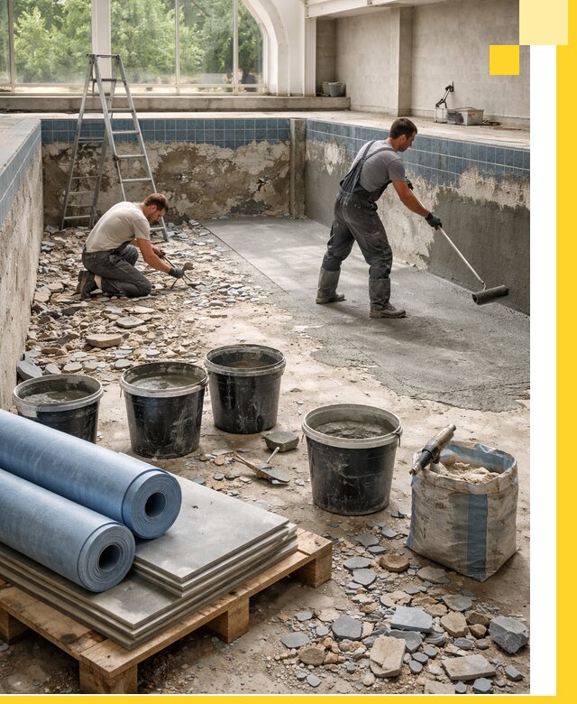 Реконструкция бассейнов в Урюпинске: ремонт, гидроизоляция