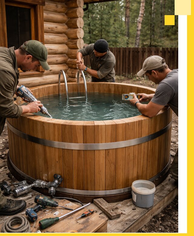 Строительство бань с купелью под ключ и отделкой в Урюпинске