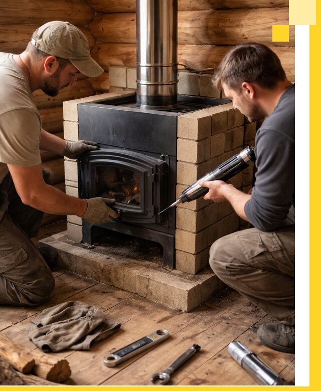 Монтаж и установка печи в бане под ключ с гарантией в Урюпинске