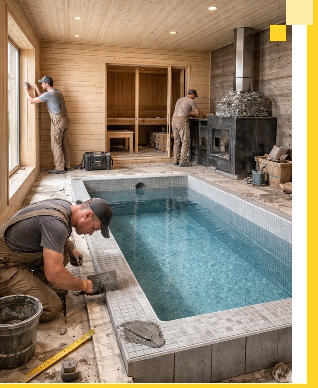 Проект бани с бассейном и сауной в Урюпинске под ключ