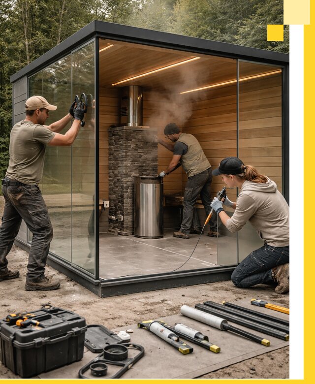 Проектирование и строительство стеклянных бань в Урюпинске